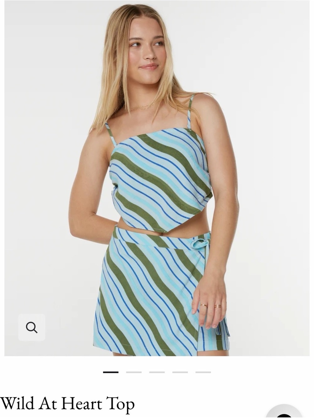 Roxy Olive, Aqua & Blue Striped ' Hankerchief Crop Top